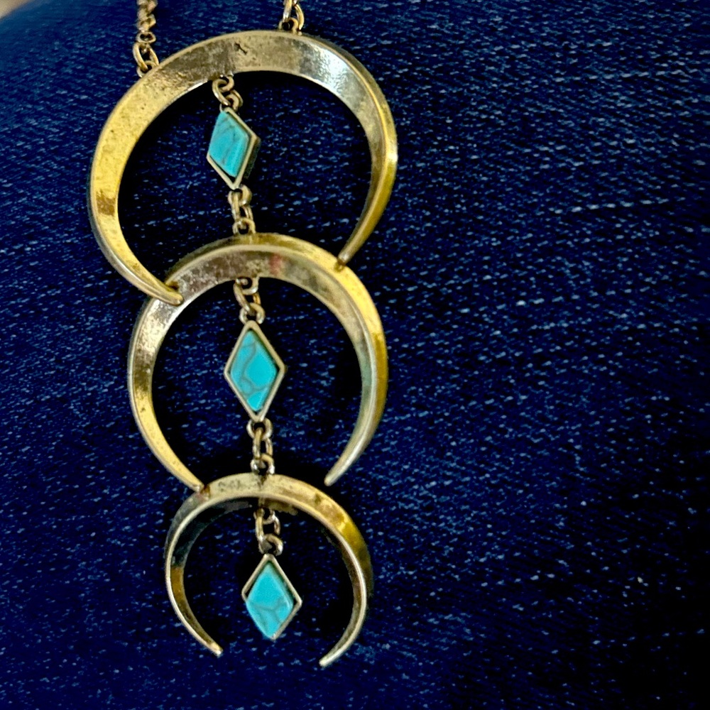 Long Earthbound Turquoise Moons Necklace